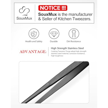 Precision SouxMux Tweezer Tongs for Cooking and Plating