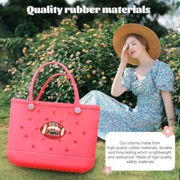 AOIFES Bogg Bag Charms Football Mom, Charms for Bogg Bag, Bogg Bag Accessories, Insert Pvc Rubber Personalizing Decorative Compatible with Handbag Beach Tote Bag, Rubber Beach Bag Accessories