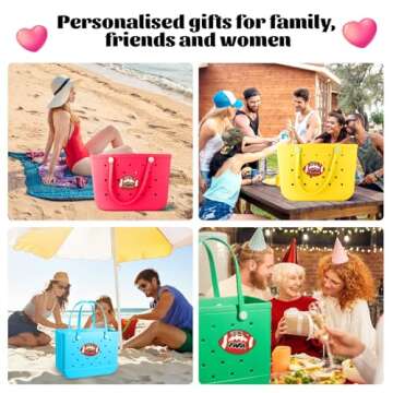 AOIFES Bogg Bag Charms Football Mom, Charms for Bogg Bag, Bogg Bag Accessories, Insert Pvc Rubber Personalizing Decorative Compatible with Handbag Beach Tote Bag, Rubber Beach Bag Accessories