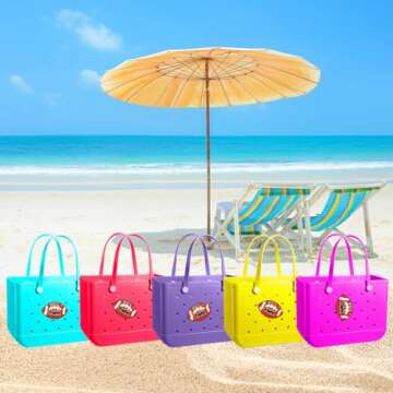 AOIFES Bogg Bag Charms Football Mom, Charms for Bogg Bag, Bogg Bag Accessories, Insert Pvc Rubber Personalizing Decorative Compatible with Handbag Beach Tote Bag, Rubber Beach Bag Accessories