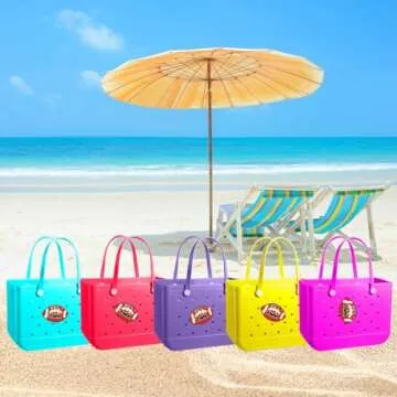 AOIFES Bogg Bag Charms Football Mom, Charms for Bogg Bag, Bogg Bag Accessories, Insert Pvc Rubber Personalizing Decorative Compatible with Handbag Beach Tote Bag, Rubber Beach Bag Accessories