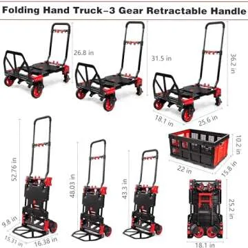 2 in 1 Folding Hand Truck Dolly with Basket for Moving