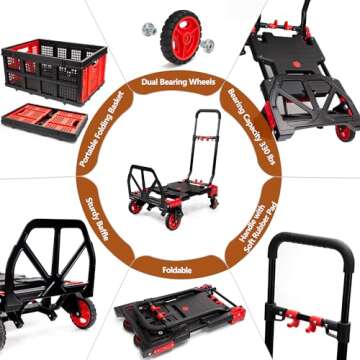 2 in 1 Folding Hand Truck Dolly with Basket for Moving