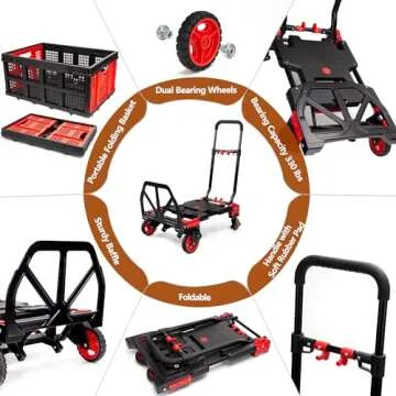 2 in 1 Folding Hand Truck Dolly with Basket for Moving