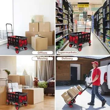 2 in 1 Folding Hand Truck Dolly with Basket for Moving