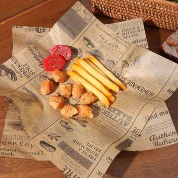 50Pcs Grease Resistant Sandwich Wrapping Paper for Food