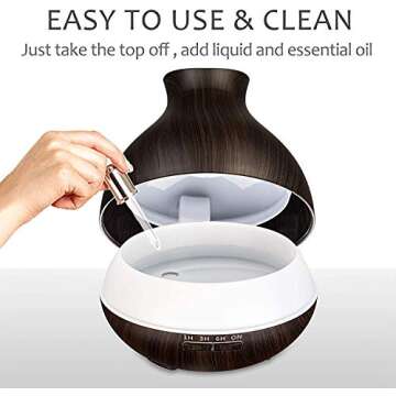 BZseed Aromatherapy Essential Oil Diffuser, 550ml Ultrasonic Fragrant Oil Large Room Humidifier, Diffusers for Home with Timer and Waterless Auto-Off, 7 Color LED Lights,Cool Mist Humidifiers