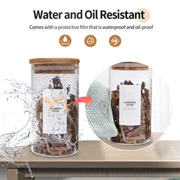 DazSpirit 408 Minimalist Spice Jar Labels, 253 Preprinted + 120 Expiration Date + 35 Blank Labels, Waterproof & Oil Proof Pantry Labels, Herb Spices Kitchen Pantry Stickers for Kitchen Organization