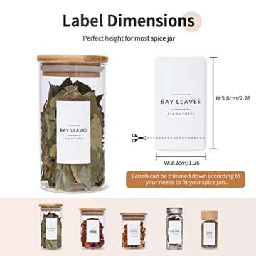 DazSpirit 408 Minimalist Spice Jar Labels, 253 Preprinted + 120 Expiration Date + 35 Blank Labels, Waterproof & Oil Proof Pantry Labels, Herb Spices Kitchen Pantry Stickers for Kitchen Organization