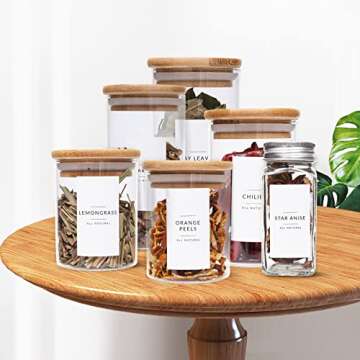 DazSpirit 408 Minimalist Spice Jar Labels, 253 Preprinted + 120 Expiration Date + 35 Blank Labels, Waterproof & Oil Proof Pantry Labels, Herb Spices Kitchen Pantry Stickers for Kitchen Organization