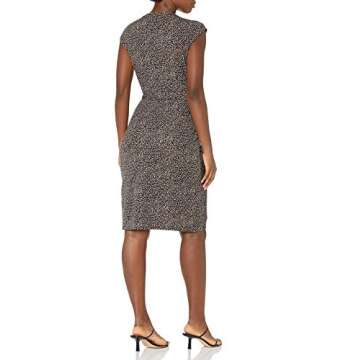 Lark & Ro Women's Classic Cap Sleeve Wrap Dress, Dark Navy Shadow Dot, X-Small