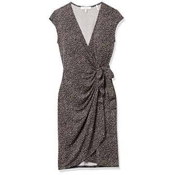 Lark & Ro Women's Classic Cap Sleeve Wrap Dress, Dark Navy Shadow Dot, X-Small