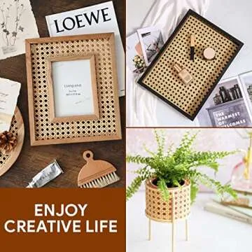 24" Width Rattan Cane Webbing Roll 5 Feet Hexagon Weave Rattan Fabric Furniture Woven Rattan Sheets for Crafts Cane Weave Rattan Material Natural Chair Caning Supplies Wicker (5 Feet)