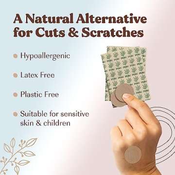 FEBU Eco-Friendly Organic Bamboo Fabric Bandages | PFAS Free Bandages for Scrapes & Cuts | Flexible Fabric Bandage | Latex Free Bandages | Fully Compostable | Spot Bandage 50 Count Pack