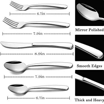 60-Piece Heavy Duty Silverware Set, HaWare Stainless Steel Solid Flatware Cutlery for 12, Modern & Elegant Design for Home/Hotel/Wedding, Mirror Polished and Dishwasher Safe
