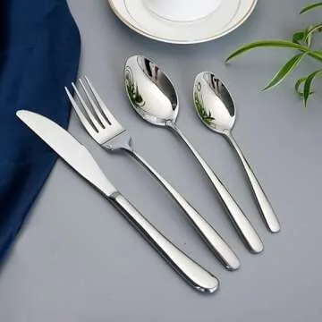 HaWare 60-Piece Heavy Duty Silverware Set for 12