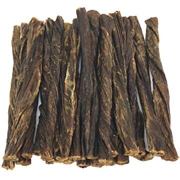 Pawstruck Natural 5” Beef Bully Slims Junior Gullet Chew Sticks for Small Dogs & Puppies – Healthy Rawhide Free Esophagus Jerky Dental Treat for Light Chewers, Supports Joint Health – 20 Count