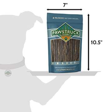 Pawstruck Natural 5” Beef Bully Slims Junior Gullet Chew Sticks for Small Dogs & Puppies – Healthy Rawhide Free Esophagus Jerky Dental Treat for Light Chewers, Supports Joint Health – 20 Count