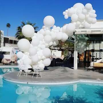 PartyWoo White Balloons - 50 pcs Premium Latex Balloons