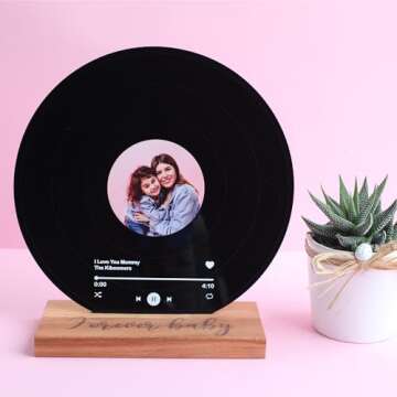 bonibom Personalized Vinyl Record with Photo - Custom Acrylic Song Plaque - Unique Gifts for Anniver...