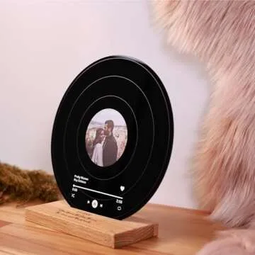 bonibom Personalized Vinyl Record with Photo - Custom Acrylic Song Plaque - Unique Gifts for Anniversary, Wedding, Birthday, Valentine’s Day - Decorative Music Home Decor for Couples PLQ0028 (Black)