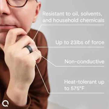 QALO Men's Silicone Ring, Charcoal (Size 10) - Step Edge Q2X - Mens Wedding Bands - Breathable & Durable Silicone Rings for Men - Thick Rubber Engagement Rings for Him - 9mm x 2mm