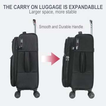 KROSER Expandable Carry-On Luggage with USB Port