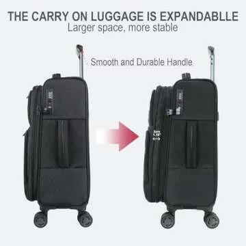 KROSER Expandable Carry-On Luggage with USB Port