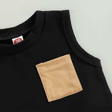 Karesoull Summer Toddler Baby Boy Clothes Set Sleeveless Outfits Pocket Tank Tops Striped Shorts 2PCS