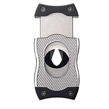 Colibri Premium SV-Cut 2 in 1 Cigar Cutter - Ergonomic Stainless Steel V-Cut and Straight Cut Style Spring-Loaded Blade, Ideal for up to 60+ Ring Gauge - Gift for Cigar Enthusiasts (Black)