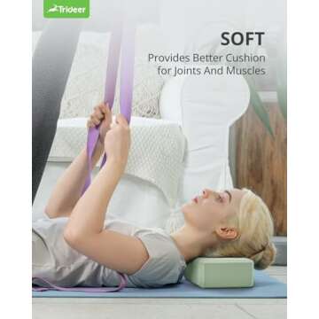 Trideer Yoga Block, Soft Non-Slip Surface Premium Foam Blocks, Supportive, Lightweight, Odorless, Yoga Accessories for Pilates Meditation General Fitness Stretching Toning (Mint Green-2 Pack)