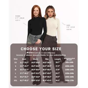 MANGOPOP Long Sleeve Bodysuit Mock Turtleneck for Women Thong Body Suits Cotton Tight Going Out Tops Creamy White XS