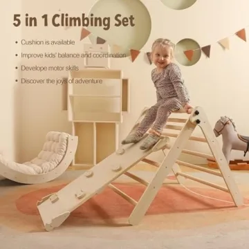 Pikler Triangle Set 5-in-1 Montessori Climbing for Toddlers