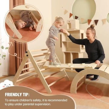 Pikler Triangle Set 5-in-1 Montessori Climbing for Toddlers