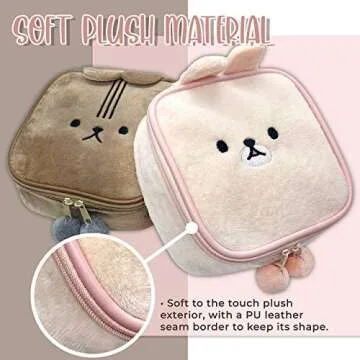 na1 Cute Kawaii Plush Makeup Bag for Women and Girls