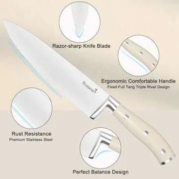 Kuisine Chef Knife Set - High Carbon and Ergonomic Handles