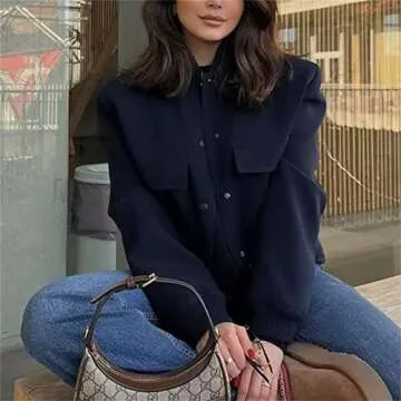 Stylish KEOMUD Women's Cropped Bomber Jacket - Fashion Outerwear