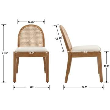 Ya-Home Mid Century Dining Chairs Set of 4, Accent Rattan Side Chairs Sherpa Fabric Kitchen Chair wi...