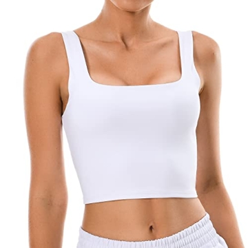 Colorfulkoala Women's Body Contour Square Neck Tank Tops - Stylish Crop Top