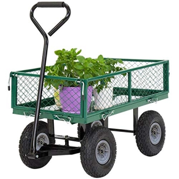 Heavy-Duty 400Lbs Steel Garden Cart with 10-Inch Wheels for Easy Transport