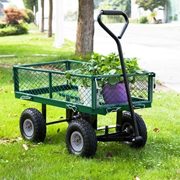 400Lbs Steel Garden Cart with 10-Inch Wheels Heavy Duty