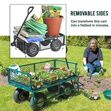 400Lbs Steel Garden Cart with 10-Inch Wheels Heavy Duty