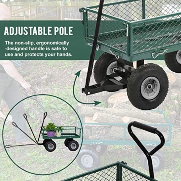 400Lbs Steel Garden Cart with 10-Inch Wheels Heavy Duty