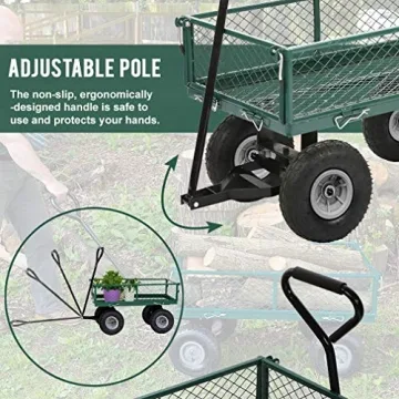 400Lbs Steel Garden Cart with 10-Inch Wheels Heavy Duty