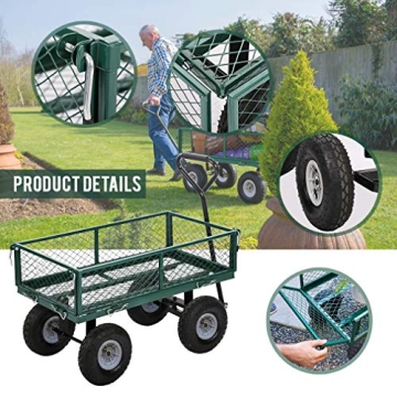 400Lbs Steel Garden Cart with 10-Inch Wheels Heavy Duty