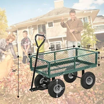 400Lbs Steel Garden Cart with 10-Inch Wheels Heavy Duty