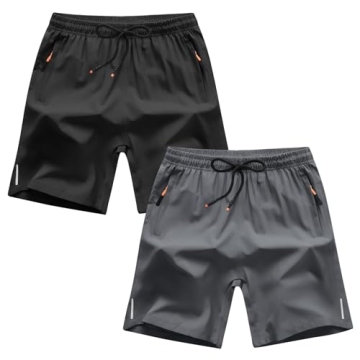 ANHDM Boy's Shorts Quick Dry Athletic Shorts Basketball Sports Running Shorts 2024 (Pack of 2), B/Bl...