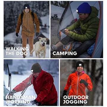 CENSGO Unisex Hat with Light, USB Rechargeable LED Headlamp Beanie, Gifts for Dad Father Men Husband Warm Knitted Cap Black