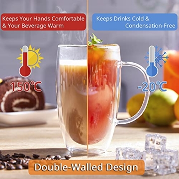 Bivvclaz Double Wall Glass Coffee Mugs Set of 2 for Elegant Sipping