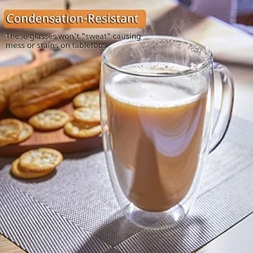 Bivvclaz Double Wall Glass Coffee Mugs Set of 2 for Elegant Sipping